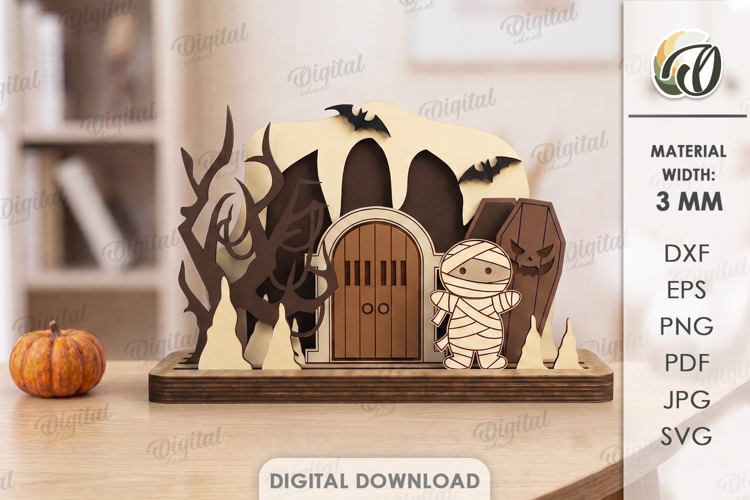 3D Layered Halloween Stand Laser Cut. Halloween Decor SVG