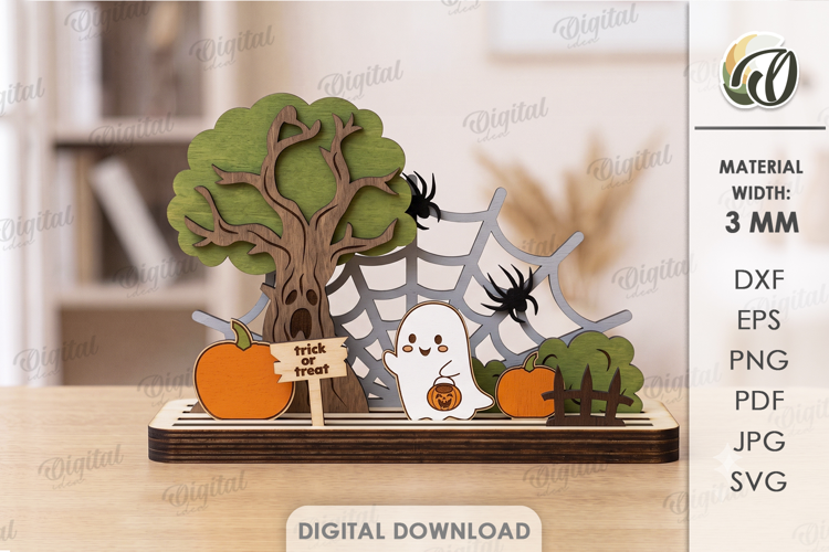 3D Layered Halloween Stand Laser Cut. Halloween Decor SVG