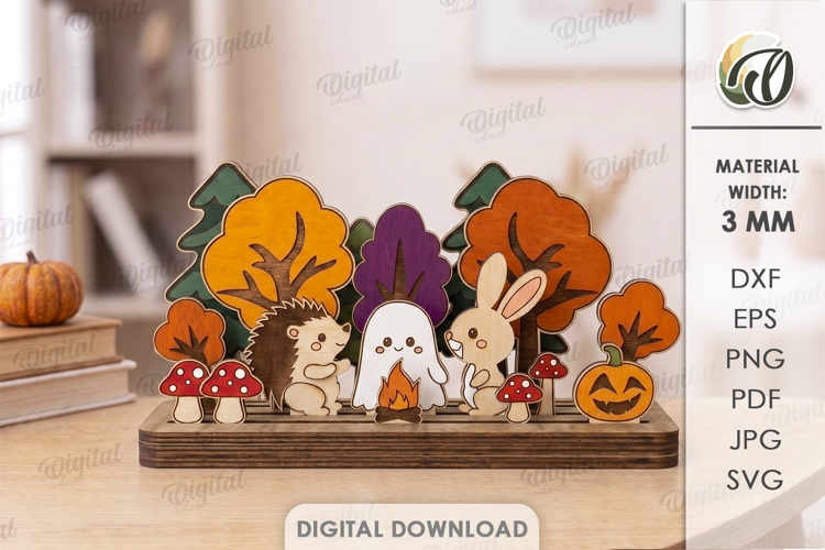 3D Layered Halloween Stand Laser Cut. Halloween Decor SVG