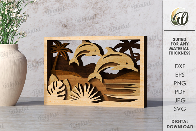 Wooden Layered Home Decor Laser Cut. Beach Landscape SVG