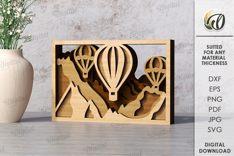 Wooden Layered Home Decor Laser Cut. Layered Mountains SVG