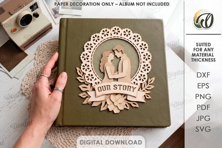 Layered Papercut Album Cover Decor. Paper Decoration SVG