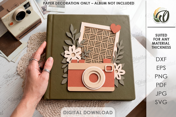 Layered Papercut Album Cover Decor. Paper Decoration SVG