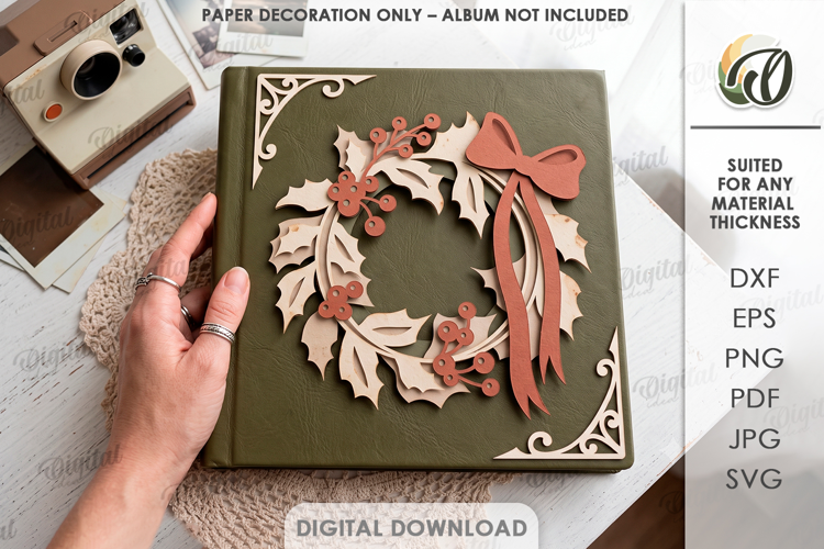 Layered Papercut Album Cover Decor. Paper Decoration SVG