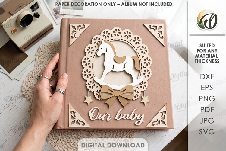 Layered Papercut Album Cover Decor. Paper Decoration SVG