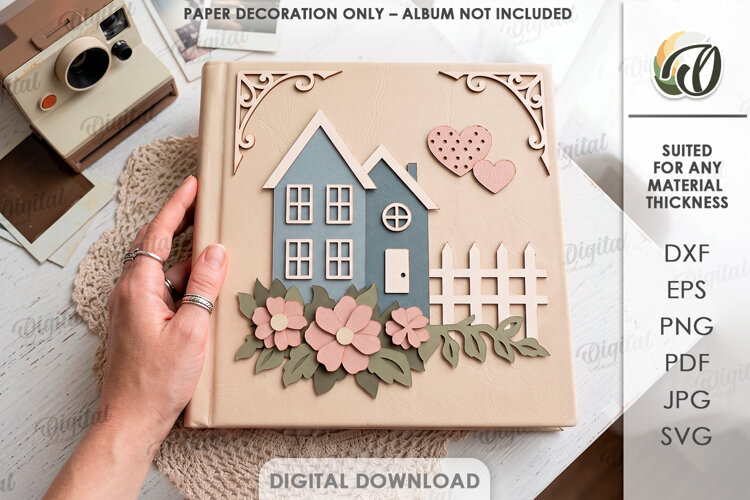 Layered Papercut Album Cover Decor. Paper Decoration SVG example image 1