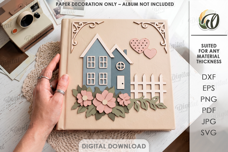 Layered Papercut Album Cover Decor. Paper Decoration SVG