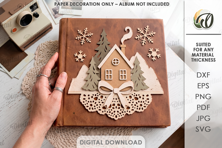 Layered Papercut Album Cover Decor. Paper Decoration SVG