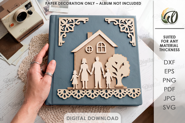 Layered Papercut Album Cover Decor. Paper Decoration SVG