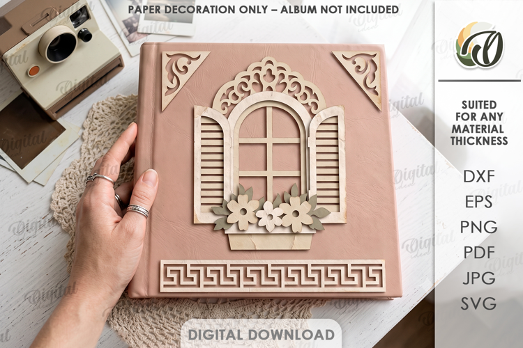 Layered Papercut Album Cover Decor. Paper Decoration SVG