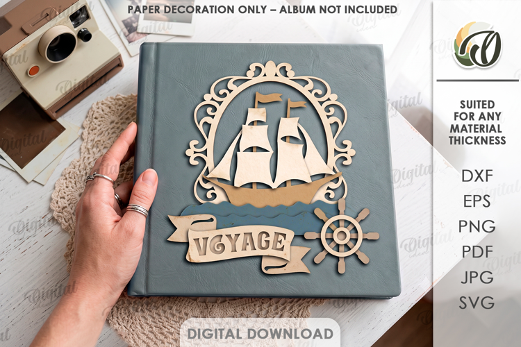Layered Papercut Album Cover Decor. Paper Decoration SVG