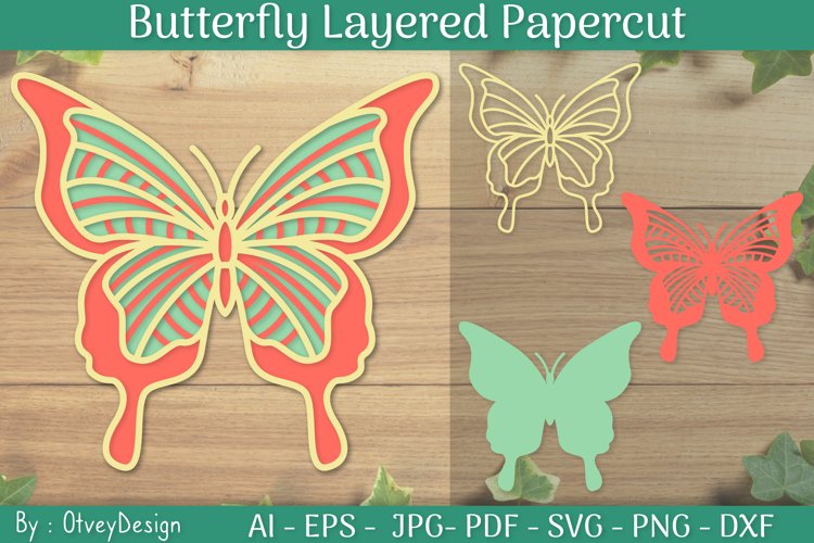 Layered Papercut Butterfly | 3D Butterfly SVG |