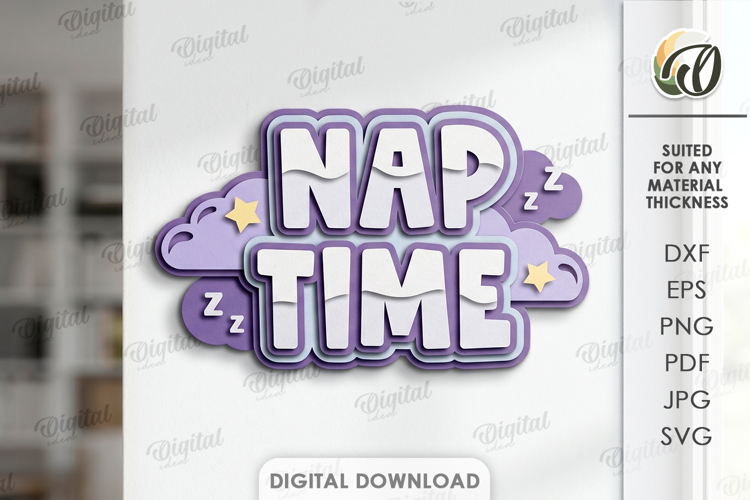 3D Layered Papercut Wall Decor. Wall Art SVG. Nap time