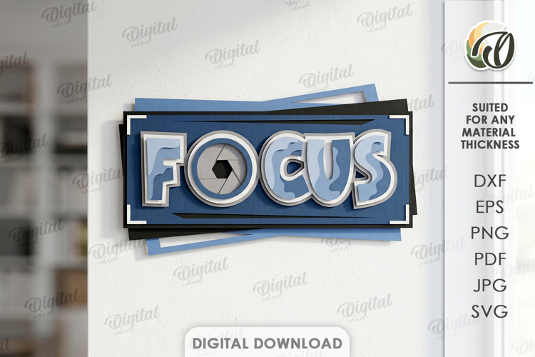 3D Layered Papercut Wall Decor. Wall Art SVG. Focus