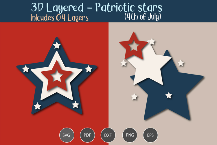 3D Layered Patriotic star