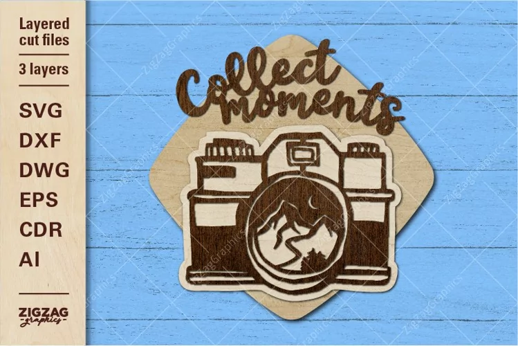 Layered Camera sign svg cut file | Camp SVG laser cut file