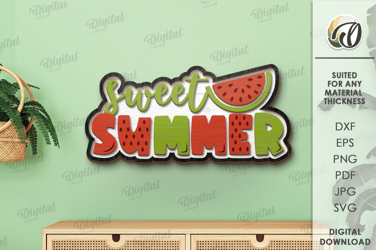Summer Sign Laser Cut. Summer Decor SVG. Layered Laser example image 1