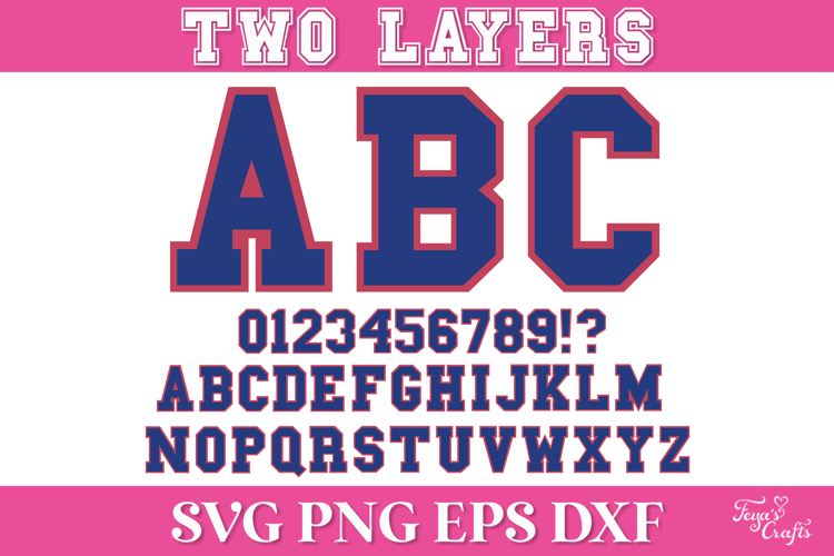 Layered Varsity SVG Alphabet