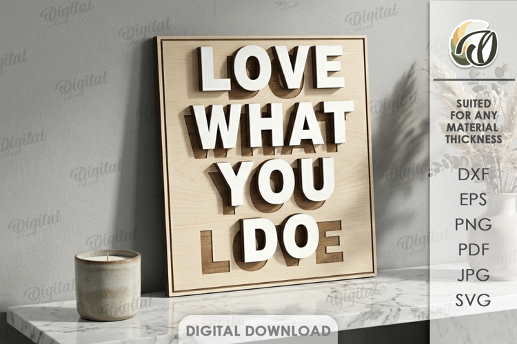 3D Layered Wall Word Art Sign Laser Cut. Wall Decor SVG
