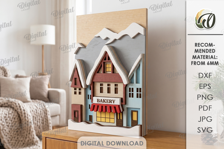 Layered Winter Scene Decor Laser Cut. Home Decor SVG