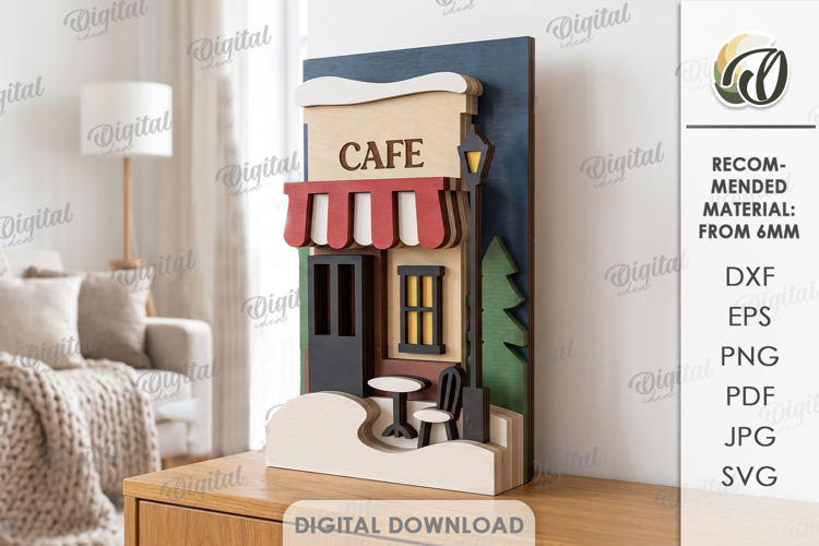 Layered Winter Scene Decor Laser Cut. Home Decor SVG