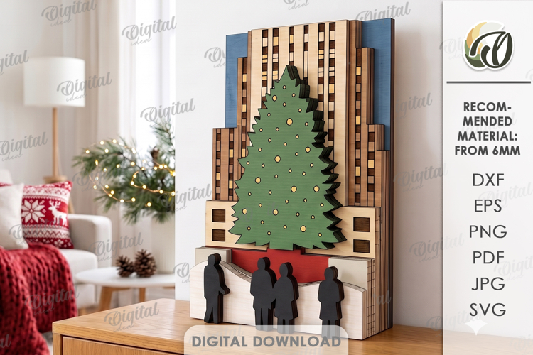Layered Winter Scene Decor Laser Cut. Home Decor SVG
