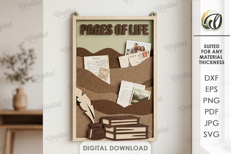 3D Felt Memory Organizer Laser Cut. Wall Home Decor SVG