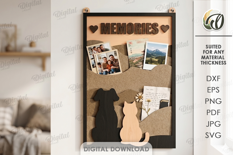 3D Felt Memory Organizer Laser Cut. Wall Home Decor SVG