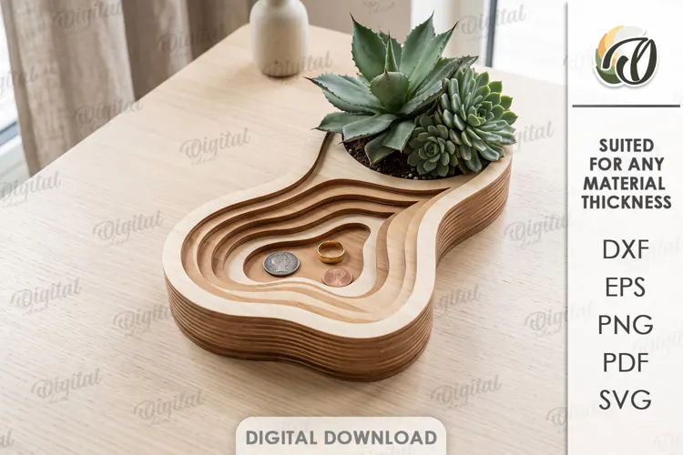 Layered Topographic Valet Tray Laser Cut. Catchall Tray SVG