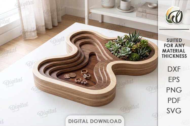Layered Topographic Valet Tray Laser Cut. Catchall Tray SVG example image 1