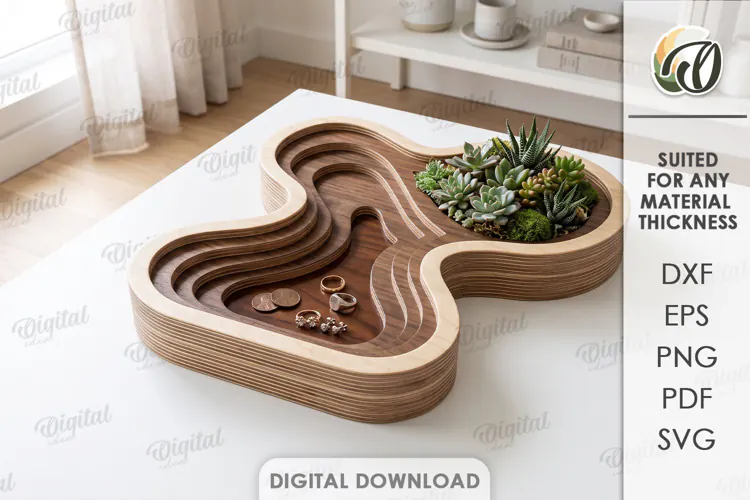 Layered Topographic Valet Tray Laser Cut. Catchall Tray SVG