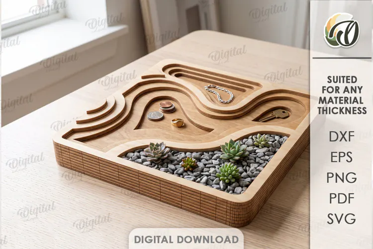Layered Topographic Valet Tray Laser Cut. Catchall Tray SVG