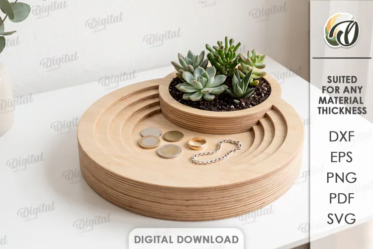 Layered Topographic Valet Tray Laser Cut. Catchall Tray SVG