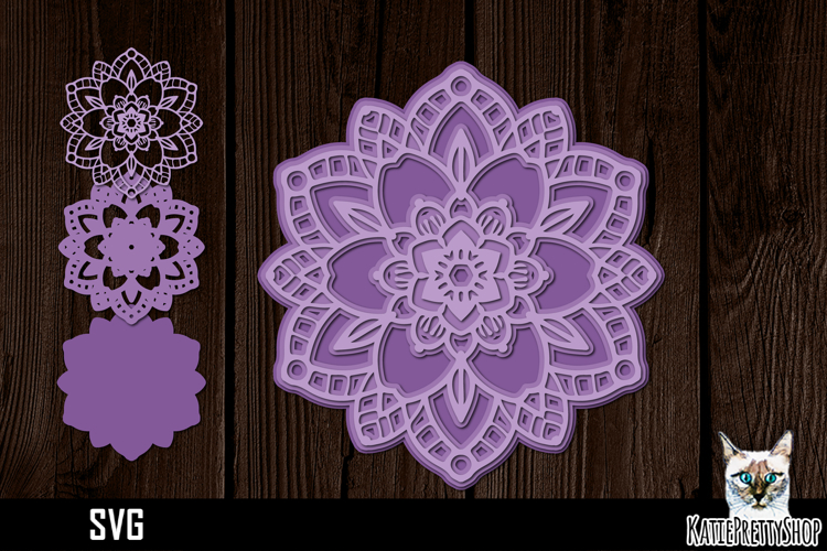 3d layered mandala svg, layered paper cut