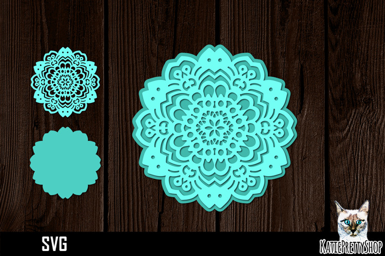 3d layered mandala svg, layered paper cut
