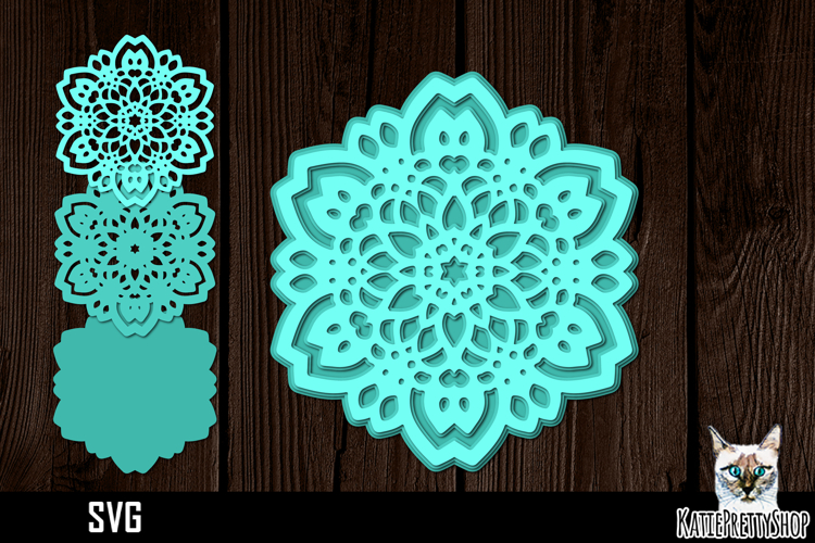 3d layered mandala svg, layered paper cut