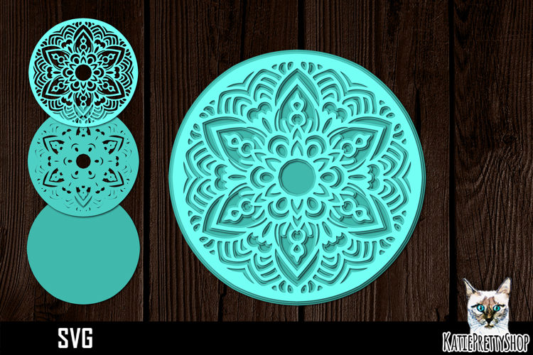 3d layered mandala svg, layered paper cut
