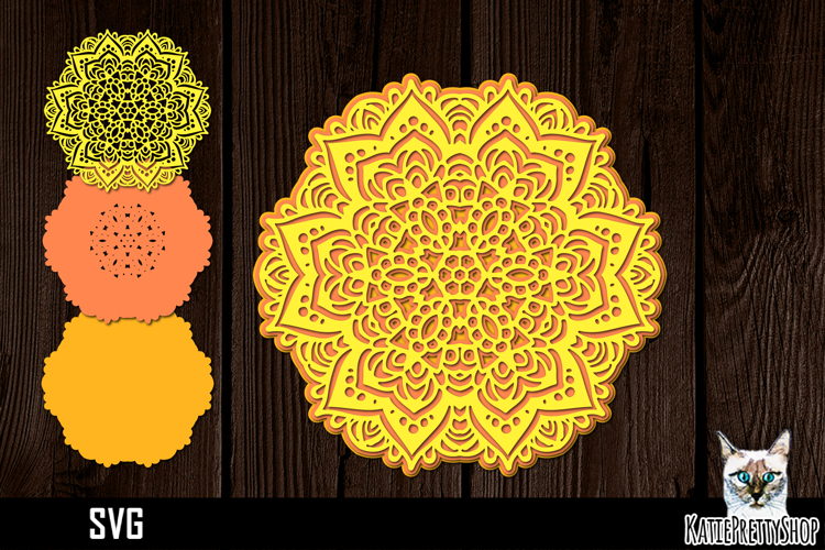 3d layered mandala svg, layered paper cut