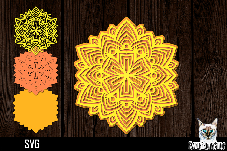 3d layered mandala svg, layered paper cut