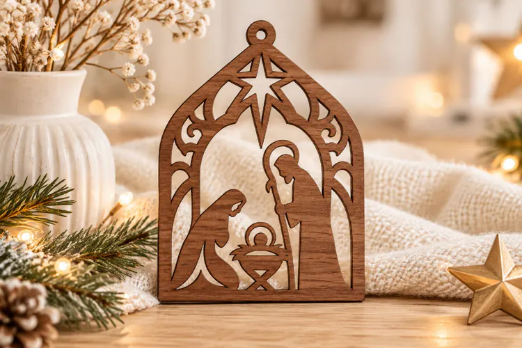 Nativity Christmas Ornament SVG Laser Cut
