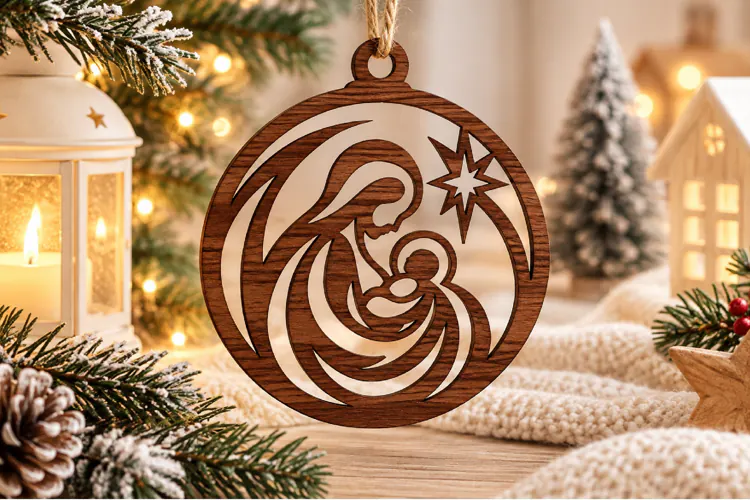 Nativity Mother and Child Ornament SVG Laser Cut File