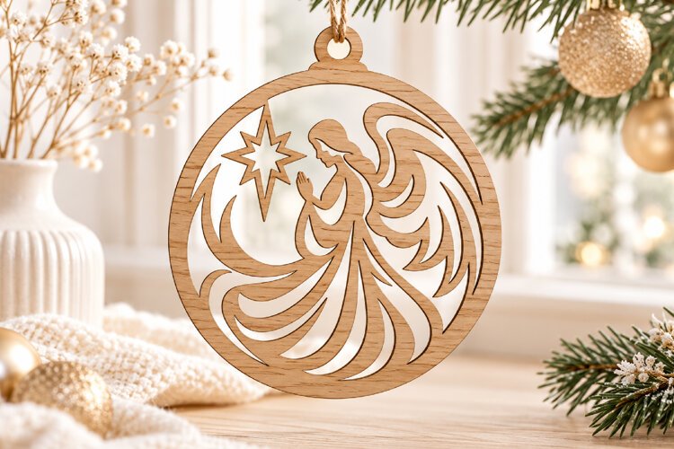 Angel Christmas Ornament SVG Laser Cut example image 1