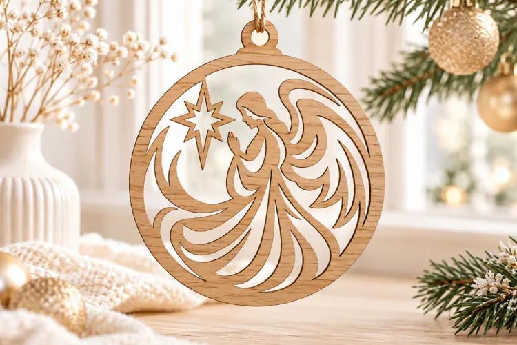 Angel Christmas Ornament SVG Laser Cut