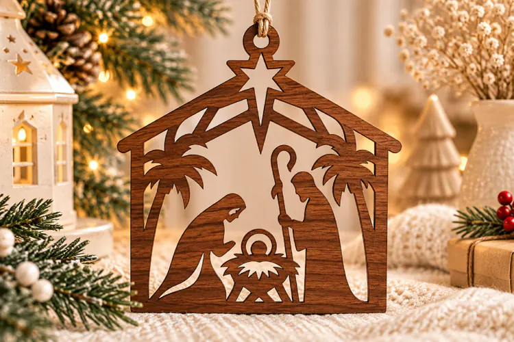 Nativity Scene Christmas Ornament SVG Laser Cut File