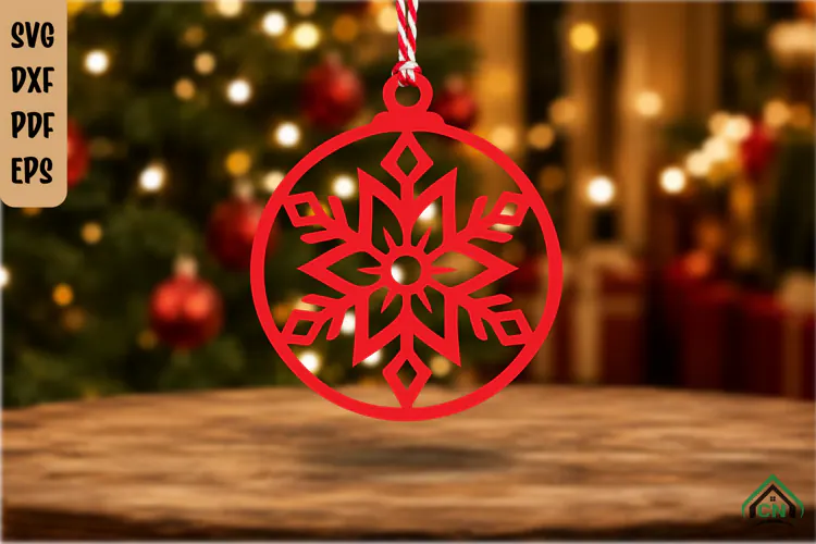 Geometric Snowflake Ornament SVG Laser Cut File