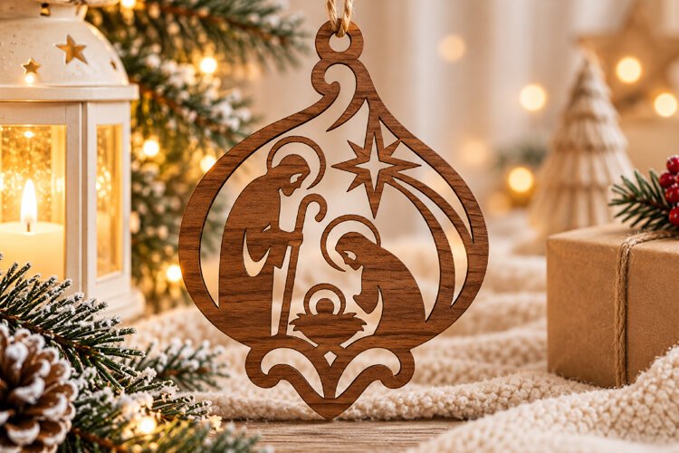 Nativity Bethlehem Ornament SVG Laser Cut File example image 1