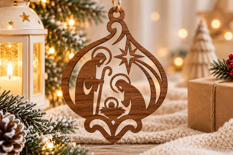 Nativity Bethlehem Ornament SVG Laser Cut File