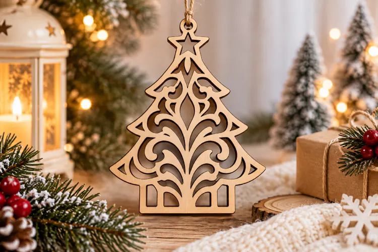 Ornate Christmas Tree Ornament SVG Laser Cut File