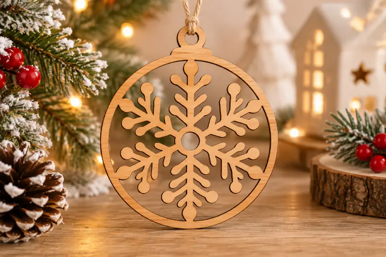 Snowflake Christmas Ornament SVG Laser Cut File