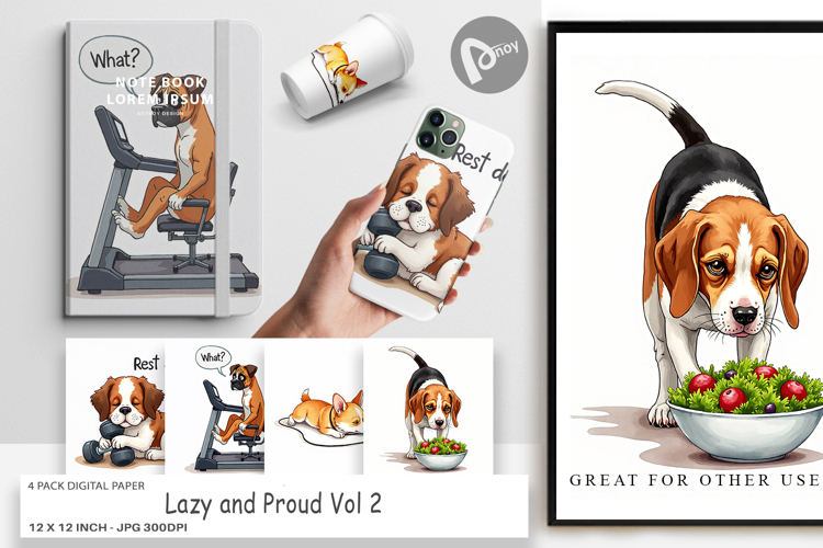 Anti-Fitness Dog Digital Paper